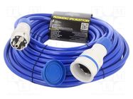 Extension lead; 3x2.5mm2; Sockets: 1; PUR; blue; 20m; 16A KEL