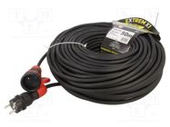 Extension lead; 3x2.5mm2; Sockets: 1; rubber; black; 50m; 16A KEL