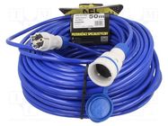 Extension lead; 3x2.5mm2; Sockets: 1; PUR; blue; 50m; 16A KEL