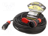 Extension lead; 3x1.5mm2; Sockets: 1; rubber; black; 30m; 16A KEL