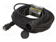 Extension lead; 3x2.5mm2; Sockets: 1; rubber; black; 30m; 16A KEL