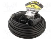 Extension lead; 3x2.5mm2; Sockets: 1; rubber; black; 40m; 16A KEL