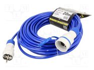 Extension lead; 3x1.5mm2; Sockets: 1; PUR; blue; 20m; 16A KEL