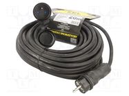 Extension lead; 3x2.5mm2; Sockets: 1; rubber; black; 20m; 16A KEL