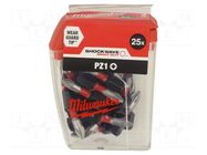 Screwdriver bit; Pozidriv®; PZ1; Kind: impact; Overall len: 25mm Milwaukee