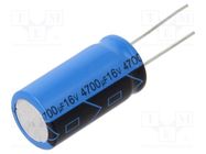 Capacitor: electrolytic; THT; 4700uF; 16VDC; Pitch: 7.5mm; ±20% VISHAY