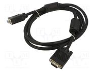 Cable; D-Sub 15pin HD socket,D-Sub 15pin HD plug; black; 1.8m ART