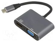 Adapter; D-Sub 15pin HD socket,HDMI socket,USB C plug; 0.15m ART