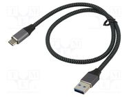 Cable; USB 3.1; USB A plug,USB C plug; 0.5m; black-gray; 10Gbps ART