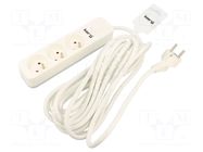 Extension lead; 3x1.5mm2; 3m; PVC; white; Sockets no: 3; 16A KERG