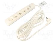 Extension lead; 3x1.5mm2; Sockets: 5; PVC; white; 1.5m; 16A KERG