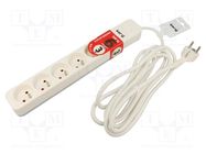 Extension lead; 3x1.5mm2; Sockets: 6; PVC; white; 3m; 16A KERG