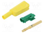 Connector: 4mm banana; 32A; 1kV; yellow-green; gold-plated STÄUBLI