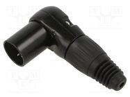 Plug; XLR; male; PIN: 4; angled 90°; for cable; soldering; black CLIFF