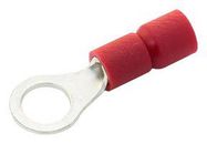 CRIMP TERMINAL, RING, 4MM, RED, PK100