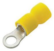 CRIMP TERMINAL, RING, 5MM, YELLOW, PK100