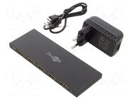 Splitter; HDCP 2.2,HDMI 2.0; black; Out: HDMI socket x4 Goobay