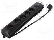 Plug socket strip: protective; Sockets: 5; 230VAC; 10A; black QOLTEC