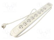 Plug socket strip: protective; Sockets: 8; 230VAC; 16A; white QOLTEC