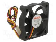 Fan: DC; axial; 12VDC; 50x50x10mm; 28.21dBA; EBR; 4500rpm; 2.63mmH2O Akasa