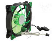 Fan: DC; axial; 12VDC; 120x120x25mm; 23.2dBA; slide; 1200rpm; green Akasa