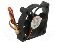 Fan: DC; axial; 12VDC; 50x50x10mm; 28.21dBA; EBR; 4500rpm; 2.63mmH2O Akasa