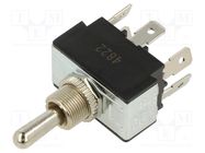 Switch: toggle; Pos: 3; DPDT; (ON)-OFF-(ON); 21A/14VDC; TB/TB1; 50mΩ SWITCH COMPONENTS