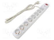 Plug socket strip: protective; Sockets: 8; 230VAC; 10A; grey HSK DATA