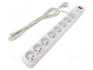Plug socket strip: protective; Sockets: 8; 230VAC; 10A; grey HSK DATA