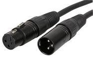 CABLE ASSY, XLR PLUG-SOCKET, 3 WAY, 1.5M