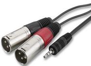 AV LEAD, 3.5MM 3P TO 2X XLR PLGS, 1M