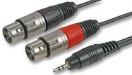 AV LEAD, 3.5MM 3P TO 2X XLR SKTS, 1M