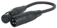 XLR ADAPTOR LEAD, 3P PLUG TO 5P SKT