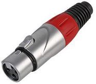 XLR SOCKET, SILVER/RED 3P