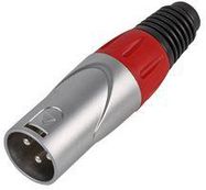 XLR PLUG, SILVER/RED 3P