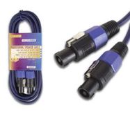 PROFESSIONAL SPEAKER CABLE 2x1.5mm², 2x LOUDSPEAKER CONNECTOR 4P MALE BLUE (5m)