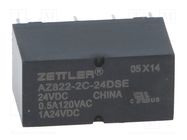 Relay:electromagnetic;DPDT;Ucoil:24VDC;0.5A/120VAC;1A/24VDC