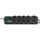 Extension Socket Primera-Line 10-Way 2.00 m Black - Protective Contact TYPE E