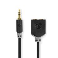 Stereo Audio Cable | 3.5 mm Male | 2x 3.5 mm Female | Gold Plated | 0.20 m | Round | Anthracite | Box