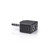 Stereo Audio Adapter | 3.5 mm Male | 2x 3.5 mm Female | Nickel Plated | Straight | ABS | Black | 1 pcs | Box