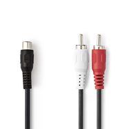 Stereo Audio Cable | 2x RCA Male | RCA Female | Nickel Plated | 0.20 m | Round | Blister