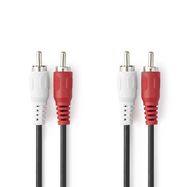 Stereo Audio Cable | 2x RCA Male | 2x RCA Male | Nickel Plated | 5.00 m | Round | Black | Box