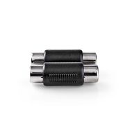 Stereo Audio Adapter | 2x RCA Female | 2x RCA Female | Nickel Plated | Straight | ABS | Black | 1 pcs | Box