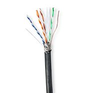 Network Cable Roll | CAT6 | Solid | S/FTP | Copper | 100.0 m | Outdoor | Round | PE | Black | Pull Box