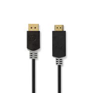 DisplayPort Cable | DisplayPort Male | HDMI™ Connector | 4K@30Hz | Gold Plated | 1.00 m | Round | PVC | Anthracite | Box