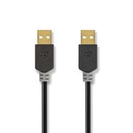 USB Cable | USB 2.0 | USB-A Male | USB-A Male | 480 Mbps | Gold Plated | 2.00 m | Round | PVC | Anthracite | Box