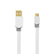 USB Cable | USB 2.0 | USB-A Male | USB Micro-B Male | 480 Mbps | Gold Plated | 1.00 m | Flat | PVC | White | Window Box