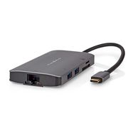 USB Multi-Port Adapter | 7-in-1 | USB 3.2 Gen 1 | USB-C™ Male | HDMI™ Output / Micro SD / RJ45 Female / SD / USB-C™ Female / 3x USB-A Female | 5 Gbps | 0.20 m | Round | Gold Plated | PVC | Anthracite | Box