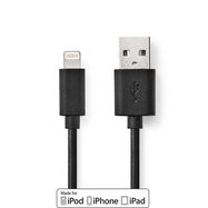 Lightning Cable | USB 2.0 | Apple Lightning 8-Pin | USB-A Male | 480 Mbps | Nickel Plated | 1.00 m | Round | PVC | Black | Box