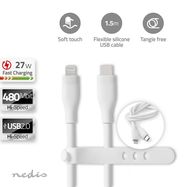 Lightning Cable | USB 2.0 | Apple Lightning 8-Pin | USB-C™ Male | 480 Mbps | Nickel Plated | 1.50 m | Round | Silicone | White | Box